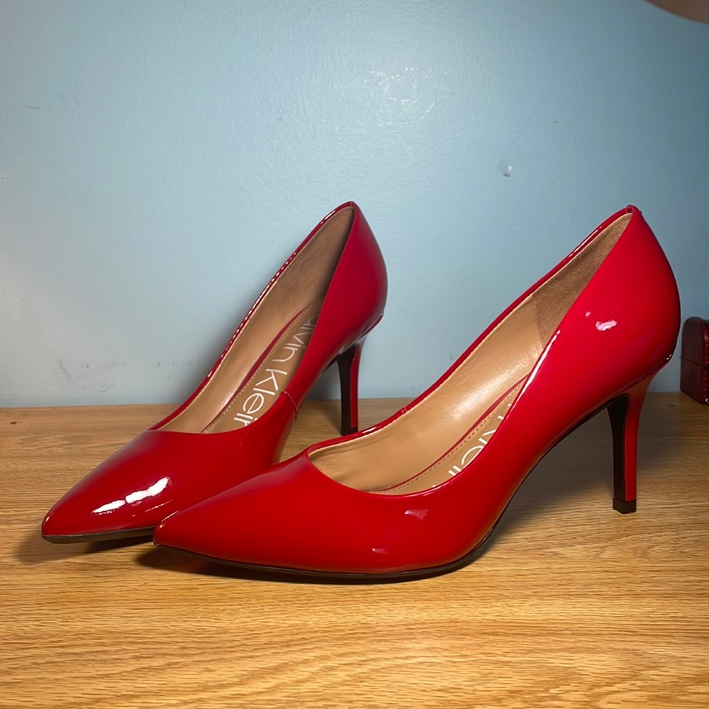 Calvin Klein Crimson Red Spike Heels Size 9
